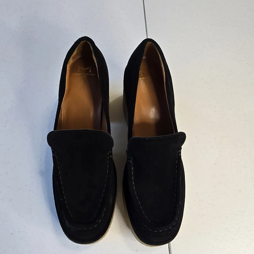 Marc Fisher‎ LTD Lina Suede Leather Chunky Platform Loafers Size 8.5